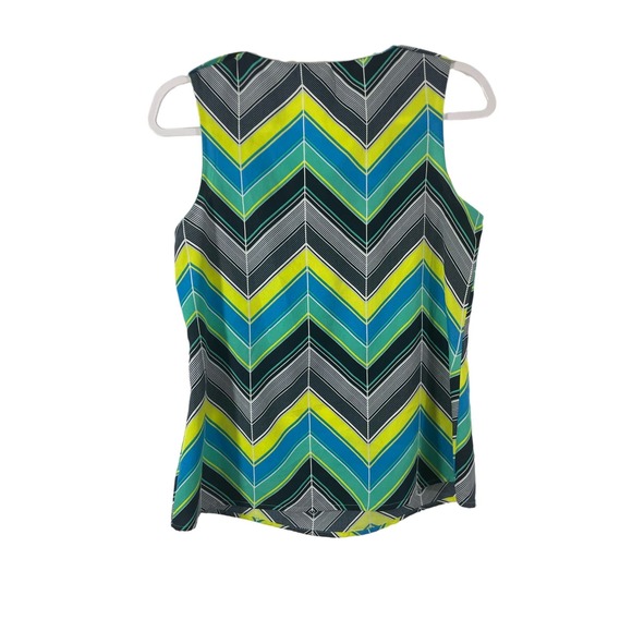 Banana Republic Medium Blouse Sleeveless Top Geometric Blue Green Chevron Top - Picture 6 of 6